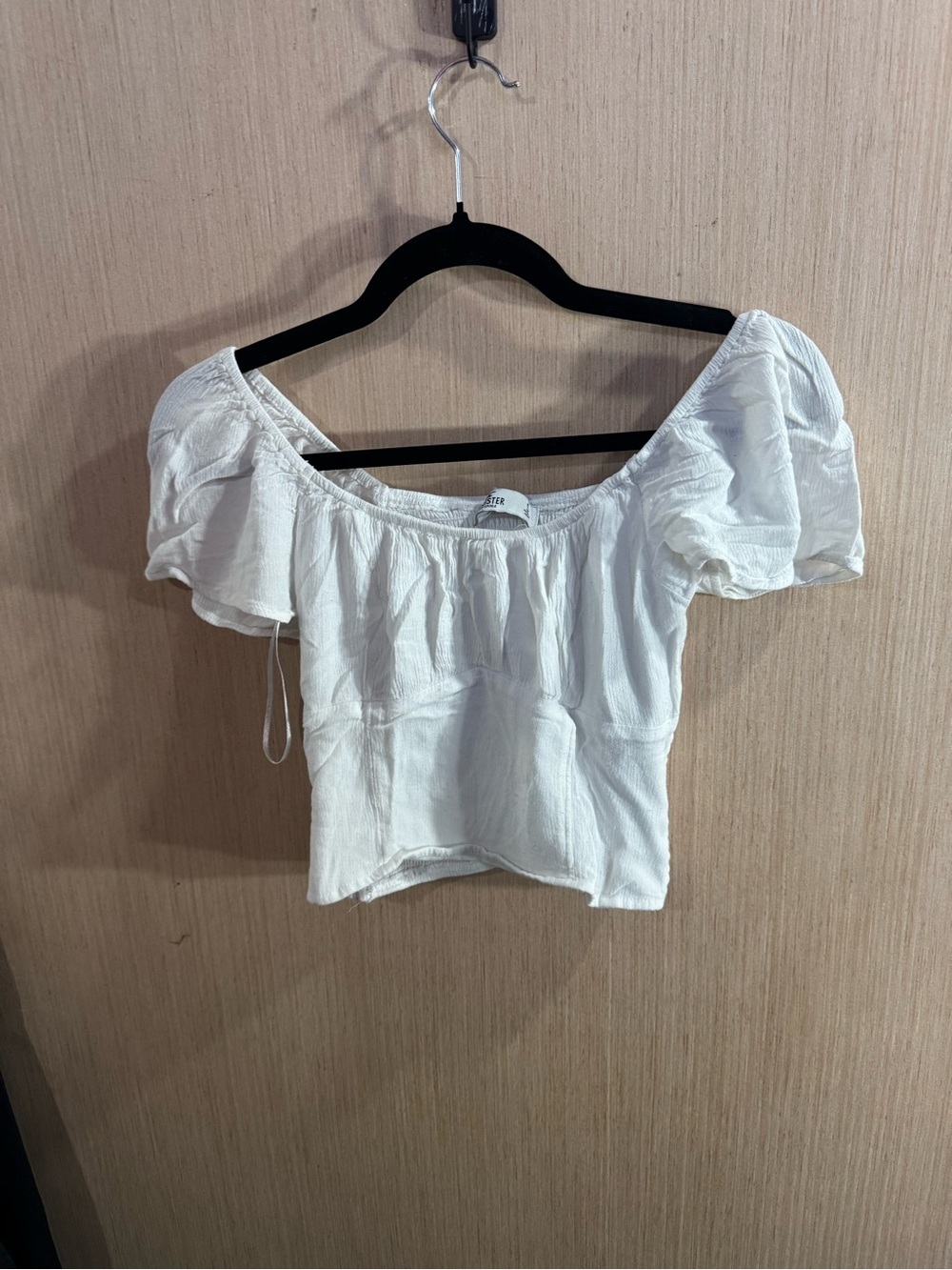 Women’s Hollister White Puff Sleeve Cropped Peasant Top Size Small